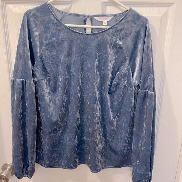 LC Lauren Conrad medium long sleeve blue velvet soft retro - Picture 1 of 4